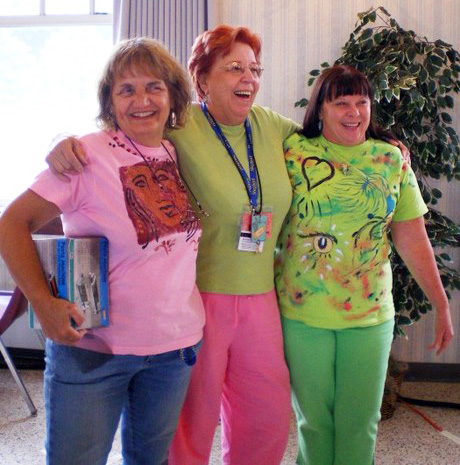 Pink and green girls